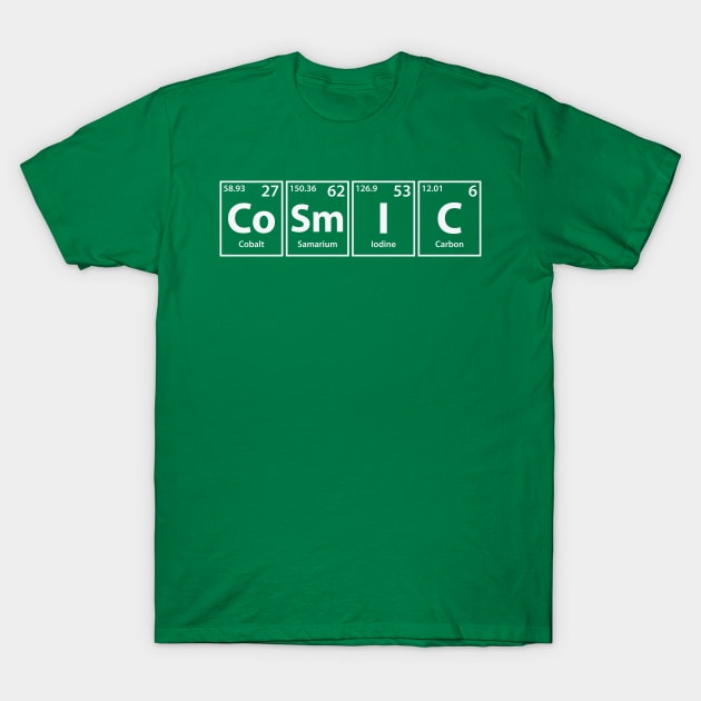 Cosmic (Co-Sm-I-C) Periodic Elements Spelling T-Shirt by cerebrands